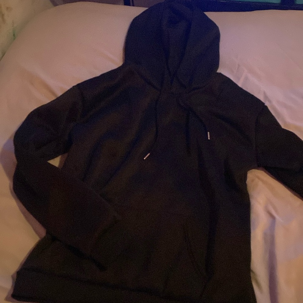 S SHEIN Plain Black Pullover Hoodie